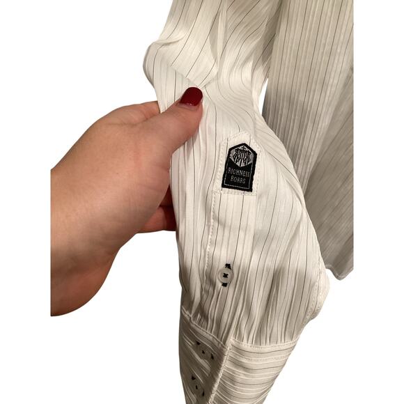 Roar Mens Embroidered Western Shirt Size Large Western Rodeo White Black Striped - Picture 10 of 13